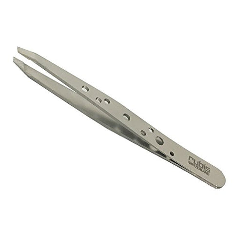 Rubis Swiss Tweeze Slanted Tip Tweezer - 3-3/4", Stainless Steel