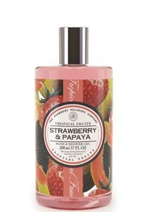 TROPICAL FRUITS: Strawberry and Papaya Bath and Shower Gel, 17 fl oz