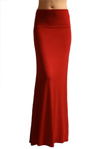 Azules Women's Rayon Span Maxi Skirt (Rust / Large)
