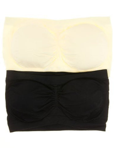 Anenome Women's Strapless Seamless Bandeau Padding (2 or 4 pack),One Size,Black/ivory