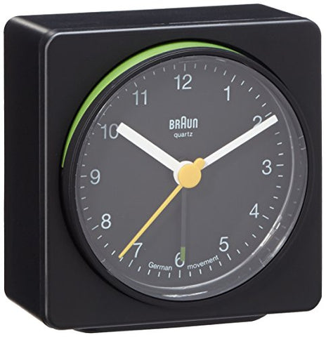 Braun Men's Square Alarm Clock, Black