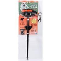 Howard Pet Products Reflective Retractable Cable Tie Out with Stake, Black/Red For Dogs 80-100 lbs.