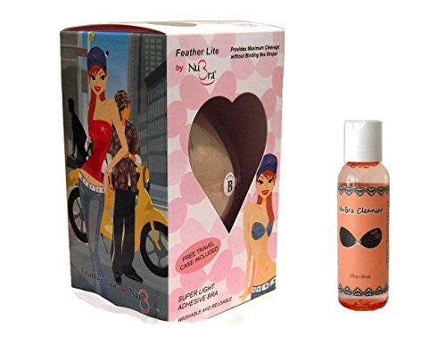 NuBra Feather-Lite Adhesive Bra and Cleanser, Nude, Cup D