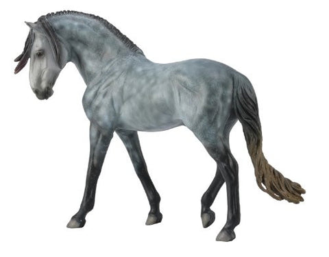 Andalusian Stallion Dark Dapple Grey - 1:12 Scale, Deluxe