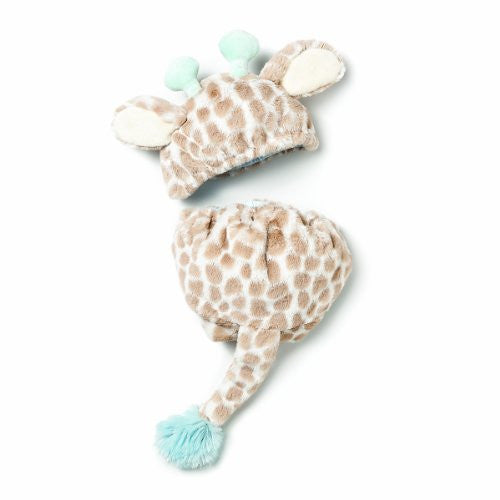 Blue Giraffe Hat & Diaper Cover Set