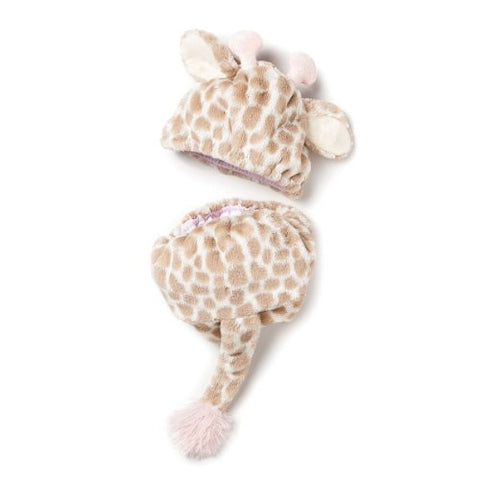 Pink Giraffe Hat & Diaper Cover Set