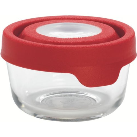 Anchor Hocking TrueSeal Glass Storage Container Round - 1 cups Red
