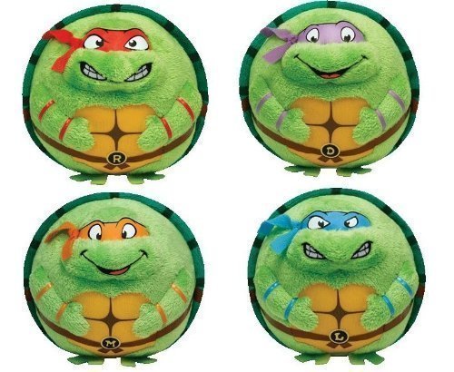 (4 Piece Bundle) Michelangelo - Orange Mask Teenage Ninja Mutant Turtle Beanie Ballz Plush, 5-Inch and Donatello - Purple Mask Teenage Mutante Ninja Turtle Beanie Ballz Plush, 5-Inch and Raphael - Red Mask Teenage Ninja Mutant Turtle Beanie Ballz Plush,