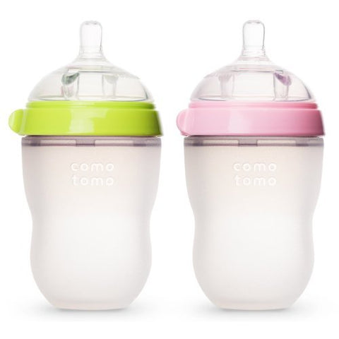 Natural Feel Baby Bottle, Single Pack, Pink, 250ml (8oz) and Natural Feel Baby Bottle, Single Pack, Green, 250ml (8oz)