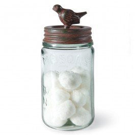 Pint Mason Jar with Songbird Lid - Green/Rust