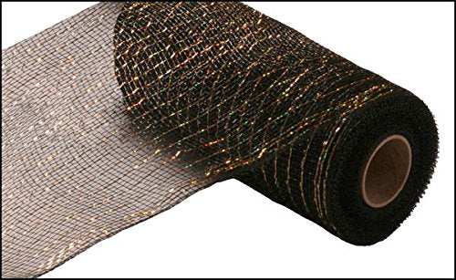 10"X10yd Metallic Mesh -
 Black W/Laser Gold Foil