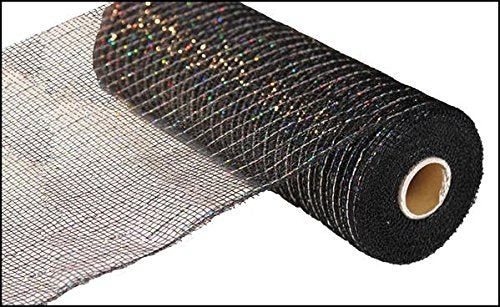 10"X10yd Metallic Mesh -
 Black W/Laser Silver Foil