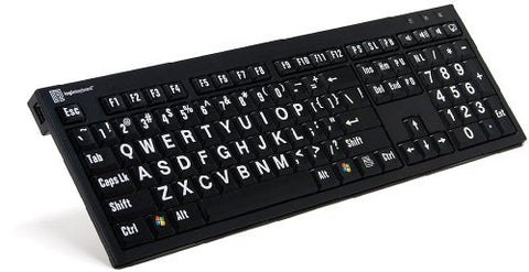 XL Print NERO PC Slim Line White on Black American English Keyboard