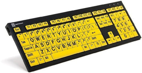 XL Print NERO PC Slim Line Black on Yellow American English Keyboard
