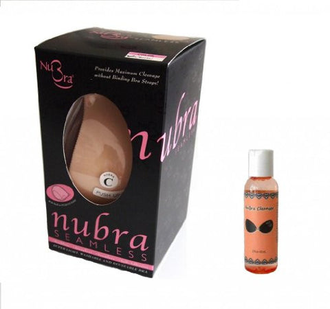 NuBra Seamless Push Up Adhesive Bra with Molded Pads and Cleanser, Black, Cup B