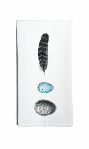 Feather and Eggs Cotton Flour Sack Dish Towel