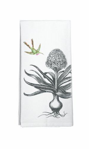 Hyacinth and Hummingbird Cotton Flour Sack Dish Towel