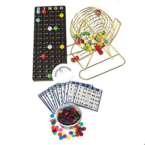 Small Brass Bingo Cage Set w/EASY READ 7/8” Bingo Balls,11" D x 11" W x 11" H