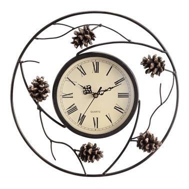 Pinecone Wall Clock 12.5"H 12.5"W 2.5"D WIRE 1.35lbs