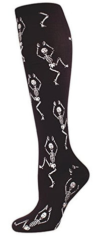 Women's Socks Skeleton Knee High, Black/White