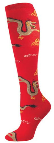 Women's Socks Dragon Knee High, Red