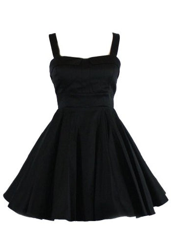 Ixia, The full skirt dress in solid cotton sateen, Black, Small