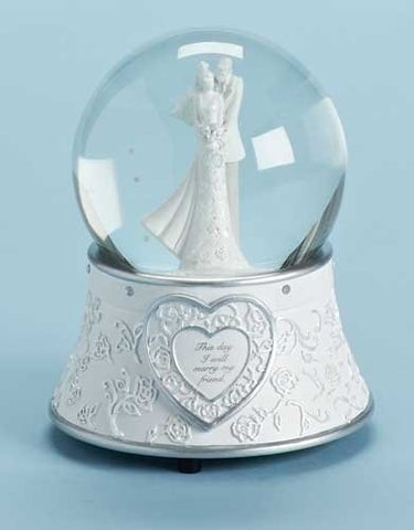 6"H WEDDING GLITTERDOME LANGUAGE OF LOVE