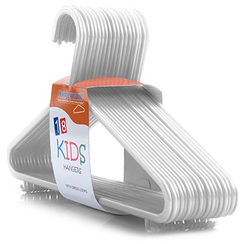 Children's Coloured Plastic Clothes Hanger With Bar - 30cm, white