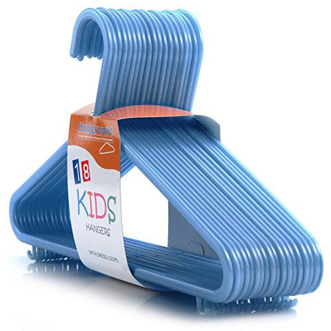 Children's Coloured Plastic Clothes Hanger With Bar - 30cm, blue