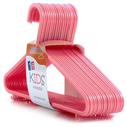 Children's Coloured Plastic Clothes Hanger With Bar - 30cm, pink