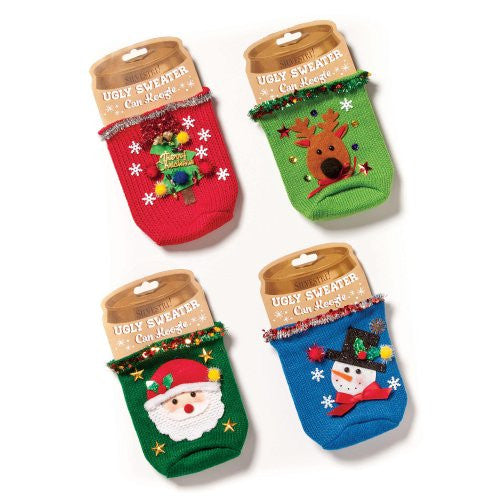 Ugly Sweater Can Koozies- Set of 4 Assorted