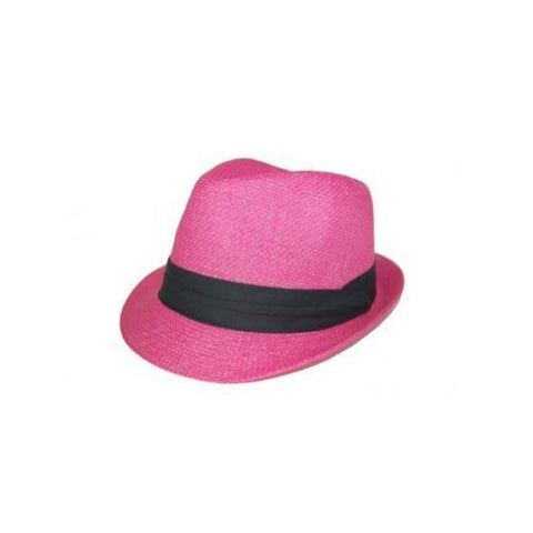 Hot Pink Tweed Fedora Cuban Hat Fun Halloween Costume Accessories - CCEnterprises