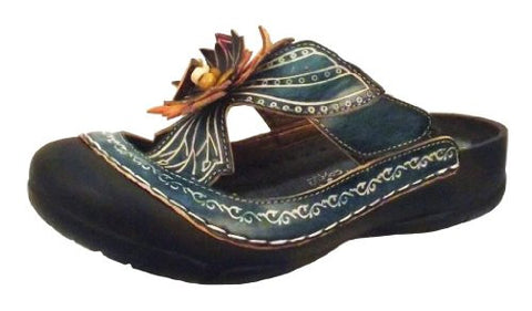 Fern Bumped Toe w/ Flower Sandals - Blue (Size 11)