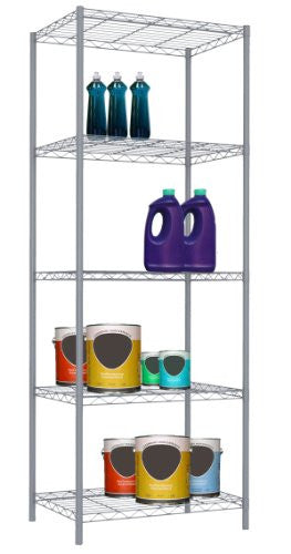Home Basics 5-TIER WIRE SHELVING Grey/steel