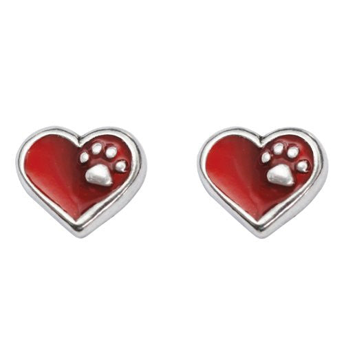 Bitty Symbols Jewelry Collection - Mini Heart W/ Paw Earrings