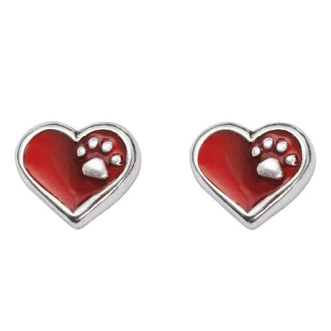 Bitty Symbols Jewelry Collection - Mini Heart W/ Paw Earrings