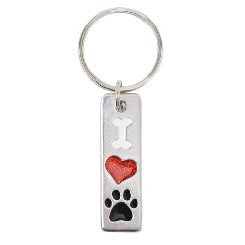 Puppy Love Jewelry Collection - Love My Dog/Bone-Hrt-Paw Keychain