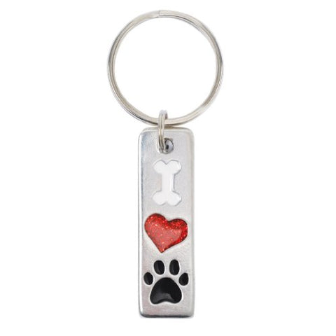 Puppy Love Jewelry Collection - Love My Dog/Bone-Hrt-Paw Keychain