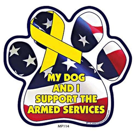 Magnetic Pedigree Color Paw Magnets, My Dog And I Support The Armed Services