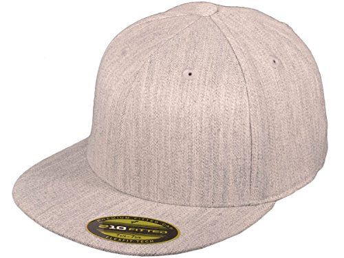 Flexfit Sonette Yupoong Brand Flat Bill 210 Double Extra Large Fitted Pro Baseball - Heather Gray