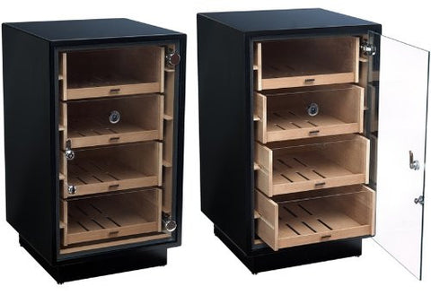 Prestige Import Group Manchester Modern Black Display Humidor with Drawers