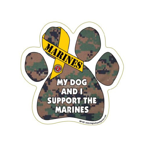 Magnetic Pedigree Color Paw Magnets, My Dog And I Support The Marines