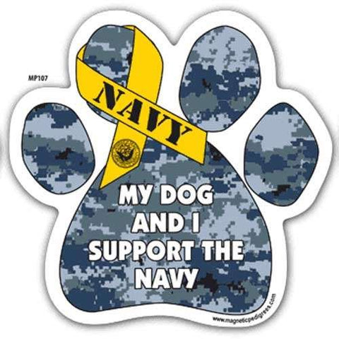 Magnetic Pedigree Color Paw Magnets, My Dog And I Support The Navy