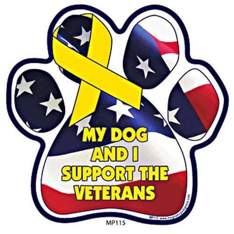 Magnetic Pedigree Color Paw Magnets, My Dog And I Support The Veterans