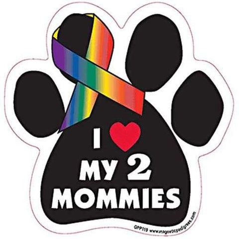 Magnetic Pedigree Color Paw Magnets, I (Heart) My 2 Mommies