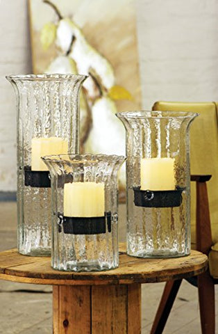 ribbed glass candle cylinder with rustic insert \ large