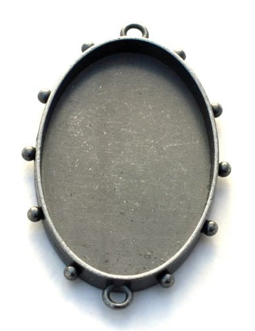 Hobnail Oval Bezel, Large, Antique Silver
