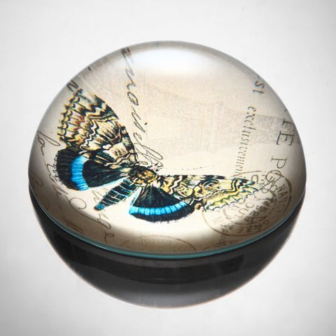 Art Glass Blue and Yellow Butterfly Paperweight 1.5"H 3"W GLASS 0.6lbs