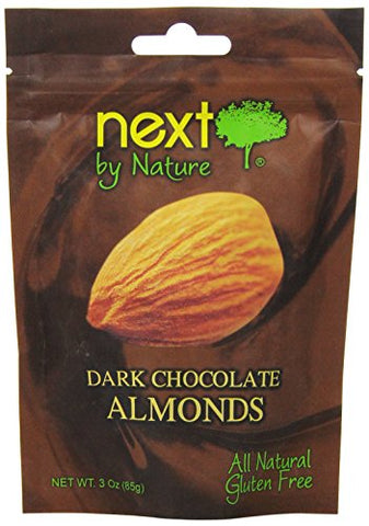 Next by Nature Natural  Dark Chocolate Almonds, 3 Ounce