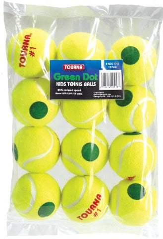 10 & Under Tennis Balls - 25% Reduced Speed - 12/polybag Green Dot Balls